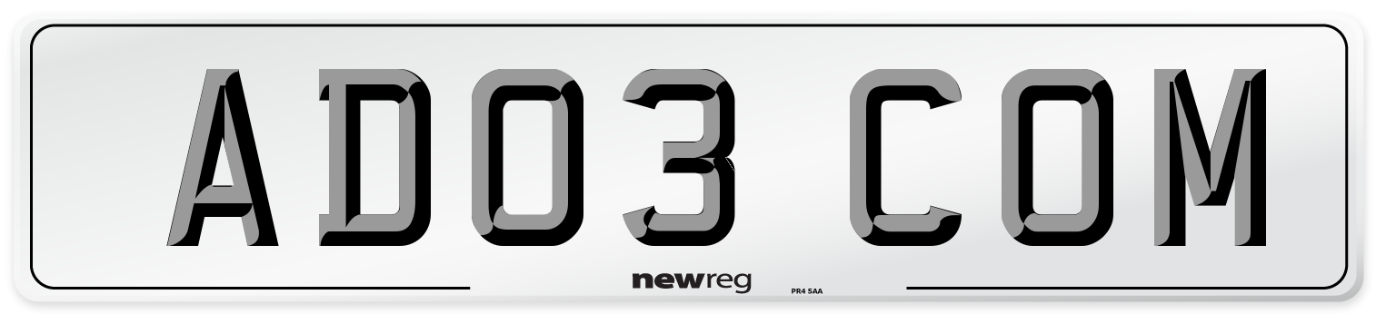 AD03 COM Number Plate from New Reg